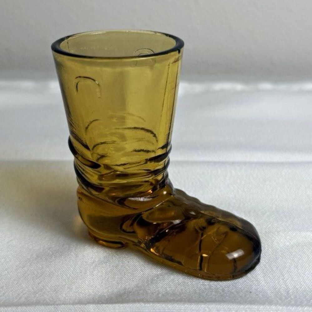 Amber Glass Boot-Shaped Shot Glass Novelty Drinking Cup Barware Glassware
